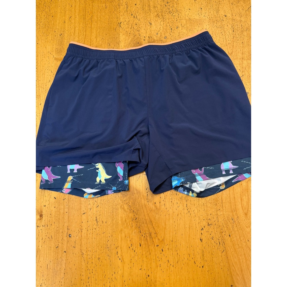 Chubbies The Ultimate Training Shorts XL Navy Blue Dinosaur Compression 5.5in